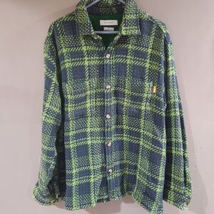 Urban Outfitters men's oversized flannel Shacket a green and blue plaid Small